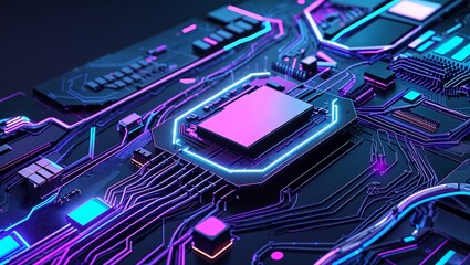 Abstract circuit cyberspace design created with Generative Ai technology