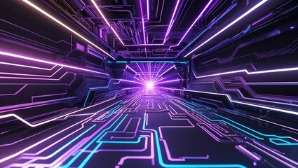 Abstract circuit cyberspace design created with Generative Ai technology