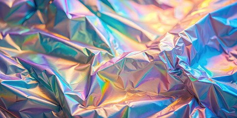 Aufkleber - Abstract iridescent textile with vibrant pastel hues and shimmering folds