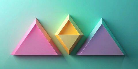 Leinwandbilder - Abstract pastel geometric shapes on a teal background