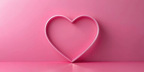Aufkleber - Pink Heart Shaped Frame Against a Pink Background