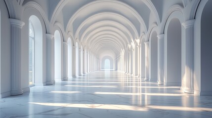 Sticker - White arched hallway with light.