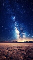 Wall Mural - desert with starry sky at night with copy space vertically 9:16