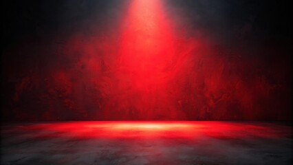 Poster - Dark Red Wall with Illuminated Floor Dramatic Backdrop