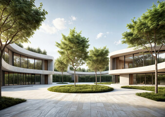 Wall Mural - building and driveway with trees and nature