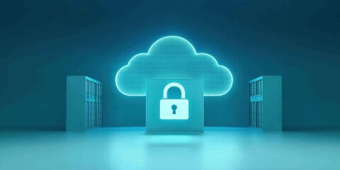 Emphasis on data security through digital lock imagery.