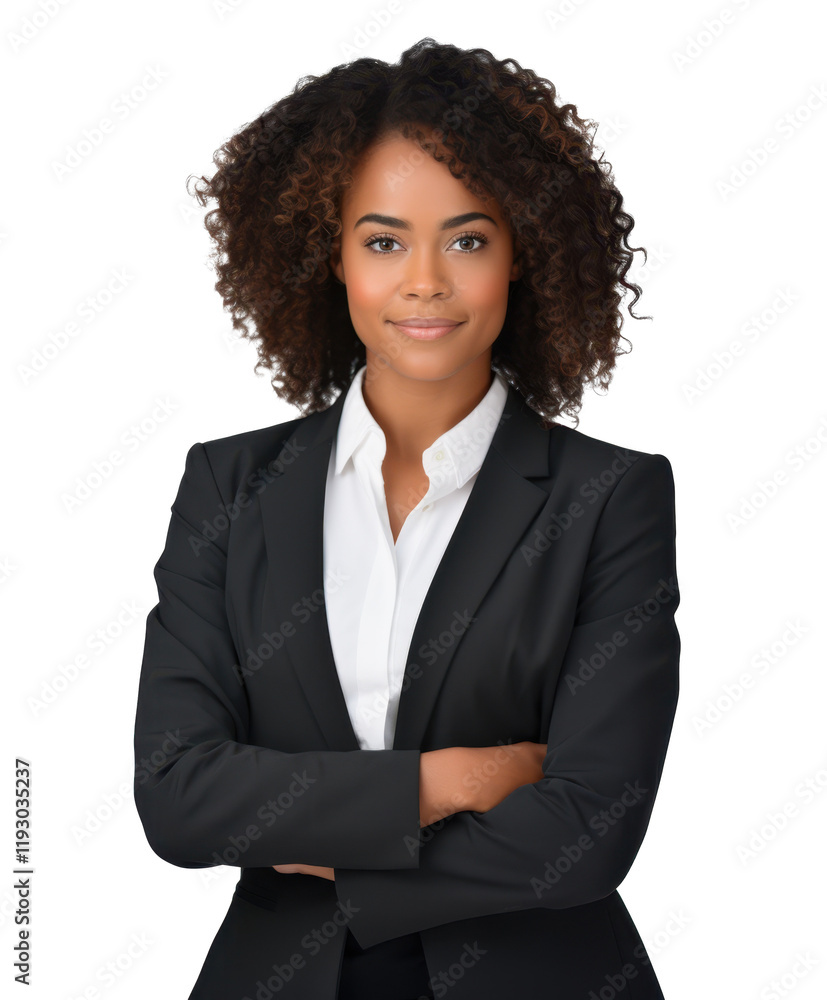 black afro business woman in suit isolated on white or transparent png ...