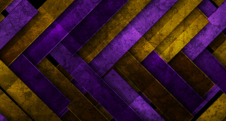 Poster - Violet and orange stripes grunge geometric tech background. Vector abstract retro design