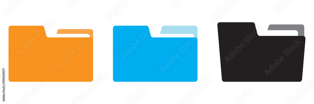 Different folder icon set, opened and closed folders collection ...