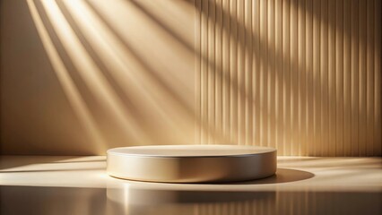 Poster - Elegant Golden Platform with Sunlit Background and Textured Wall