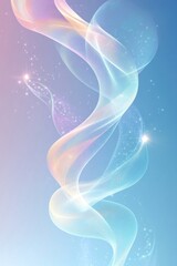 Wall Mural - abstract pastel colored wavy lines with sparkling particles floating in digital space