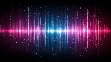 Abstract digital data streams with binary code and light streaks on a dark background.