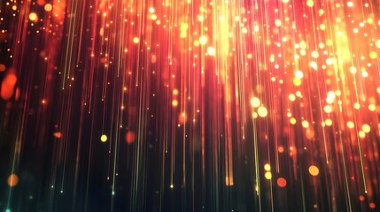 Abstract digital data streams with binary code and light streaks on a dark background.