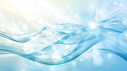 Wall Mural - abstract blue light beams radiating from bright center with flowing lines