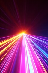 Wall Mural - abstract light trails converging towards bright light source in dark background