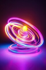 Wall Mural - neon swirling lights creating dynamic colorful abstract shape