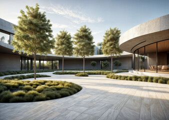 Wall Mural - driveway to an office with nature