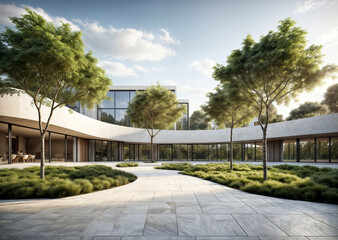Wall Mural - driveway to an office with nature