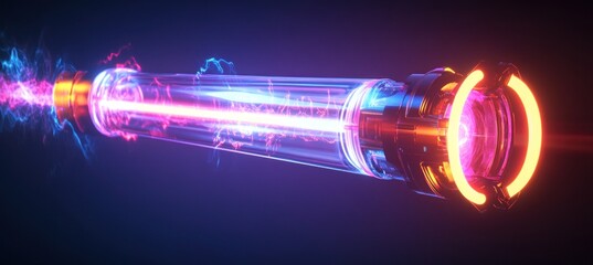 Wall Mural - futuristic energy beam emitting light and electricity in dark space