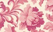 © Resni AI - Pink floral damask pattern on cream background for textile, wallpaper, or packaging.