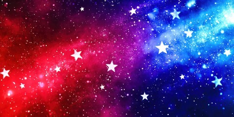 Colorful galaxy with stars and a red and blue background