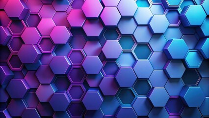 Aufkleber - Abstract Hexagonal Pattern in Vibrant Purple and Blue Hues