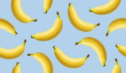 Wall Mural - Yellow banana fruits seamless pattern background