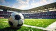 © Kumblack - Soccer ball on field in stadium, capturing spirit of athletic competition and excitement of sports events