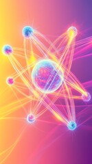 Wall Mural - electrons orbiting an atom nucleus, creating energy beams of light