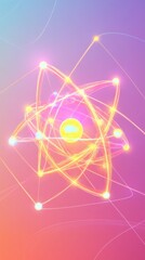 Wall Mural - atom orbiting electrons glowing energy structure physics science