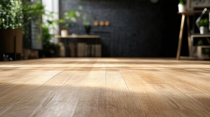 Wall Mural - Sunlit wooden floor in modern home interior setting