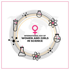 Vector illustration of International Day of Women and Girls in Science social media template