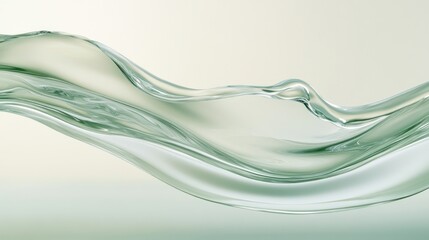 Wall Mural - transparent wave flowing on light green background