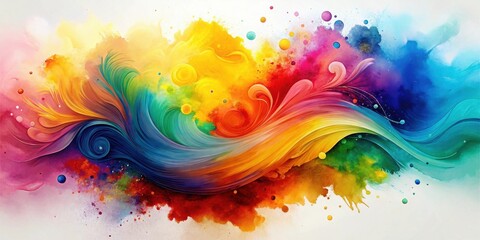 Leinwandbilder - Abstract Colorful Wave Design with Vibrant Hues and Swirling Paint Splashes
