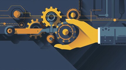 Innovative Hand Holding Mechanism System in Flat Style with Long Shadow
