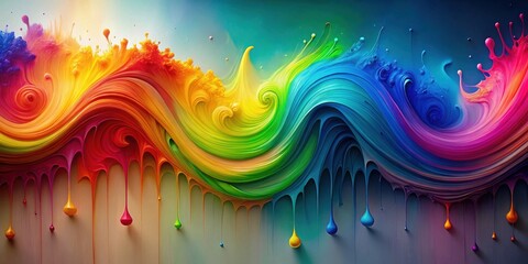 Leinwandbilder - Abstract Colorful Paint Swirls and Drips A Vibrant Visual Masterpiece