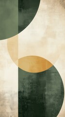 Fototapete - Exploration of minimalism with geometric shapes in earthy tones featuring olive green, beige, and muted gold