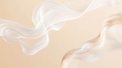 Wall Mural - elegant beige background with flowing white abstract shapes