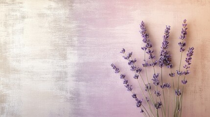 Poster - Soft lavender and beige gradient background with delicate lavender flowers