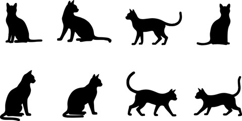 Naklejka na meble A cat silhouettes pet animals graphics set