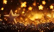 © Resni AI - Gold stars on glitter with bokeh lights background for holiday celebrations