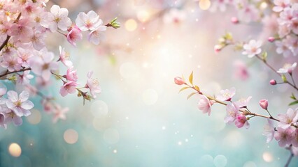 Poster - Delicate Pink Blossoms in Soft Spring Light with a Gentle Bokeh Background