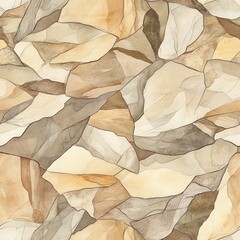 Aufkleber - Calming watercolor doodle pattern featuring abstract stone surfaces in earthy tones