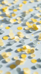 Fototapete - Soft gray surface adorned with pale yellow and soft gray bokeh dots creating a whimsical aesthetic for celebration or design