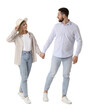 © New Africa - Man and woman walking on white background