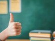 © photobuay - Positive classroom experience student thumbs up school setting educational content engaging environment close-up view