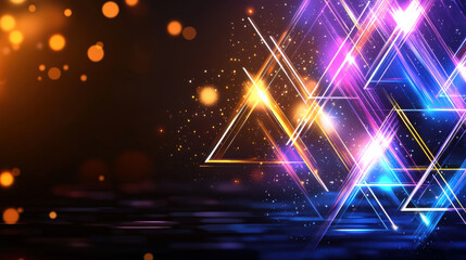 Leinwandbilder - Vibrant abstract design featuring colorful geometric shapes and glowing lights, creating dynamic and energetic atmosphere. Perfect for modern backgrounds and digital art