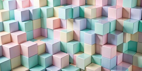 Poster - Abstract Pastel Cube Pattern  A Seamless Colorful Geometric Design