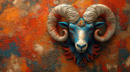 Poster - Charming 3D Capricorn goat design with vibrant colors and intricate details, showcasing unique artistic style against textured background