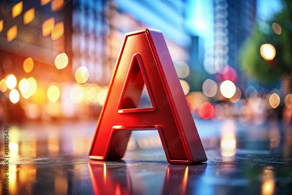 3D Red Letter A, Bold Uppercase Alphabet, Deep Depth of Field, High ...